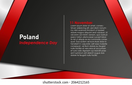 Polish Independence Day Background. Copy space area. Greeting card, banner, vector illustration. Polish national day 11 November. With the Polish national flag. Premium and luxury design