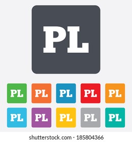 Polish language sign icon. PL translation symbol. Rounded squares 11 buttons. Vector