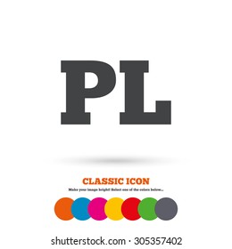 Polish language sign icon. PL translation symbol. Classic flat icon. Colored circles. Vector