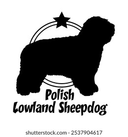 Silhueta de cão de pastor de Lowland polonês, cão, raças de cães, logotipo, vetor, silhueta, design de logotipo, animal, ilustração, ícone, sinal, design, preto, símbolo, pet