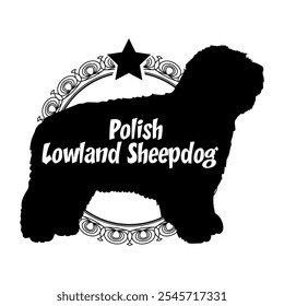 Polish Lowland Sheepdog dog silhouette, dog, dog breeds,  vector, silhouette, logo design, animal, illustration, icon, sign, black, pet