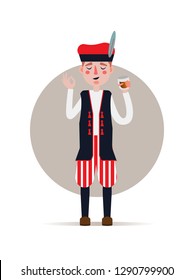 Polish Man In Traditional National Clothes. Travel To Poland. People. Vector Flat Illustration