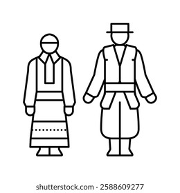 polish national clothes line icon vector. polish national clothes sign. isolated contour symbol black illustration