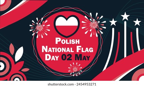 Polish National Flag Day  vector banner design with geometric shapes and vibrant colors on a horizontal background. Happy Polish National Flag Day modern minimal poster.