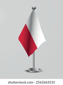 Polish National Flag on Stand. Polish flag representation for official meetings, conferences, official events and international events of the country.