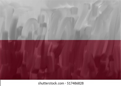 Polish painted / drawn vector flag. Dramatic, unusual look. Vector file contains flag and texture layers