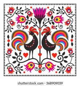 polish pattern folk with roosters