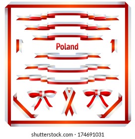 Polish ribbons, bows and borders in vector isolated on white background.