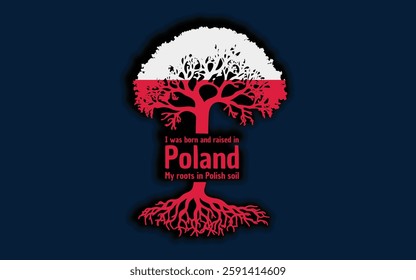 Polish roots and symbolism: a tree with the Polish flag, embodying national pride and love for nature	