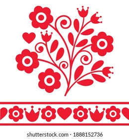 Polish spring folk art vector design elements inspired by traditional embroidery Lachy Sadeckie from Nowy Sacz in Poland 
	