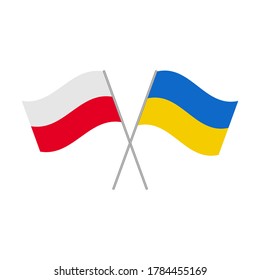 Polish and Ukrainian flags icon isolated on white background. Vector illustration