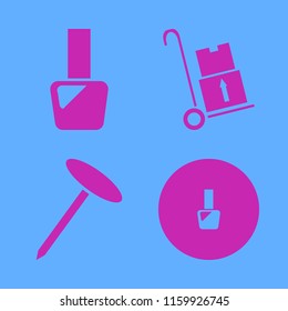 polish vector icons set. with nail, handcart and nail polish in set