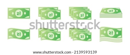 Polish Zloty Banknote Icon Set