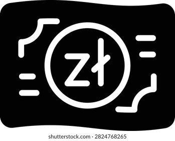Polish Zloty icons set in Solid design. Including money, banknote, currency, poland, polish, zloty, cash, finance icon and more. Outline icons collection.