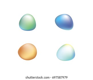 Polished 3d smooth oval stones with shading and highlights. Colorful logo elements as irregular odd unique shapes.