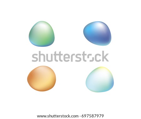 Polished 3d smooth oval stones with shading and highlights. Colorful logo elements as irregular odd unique shapes.
