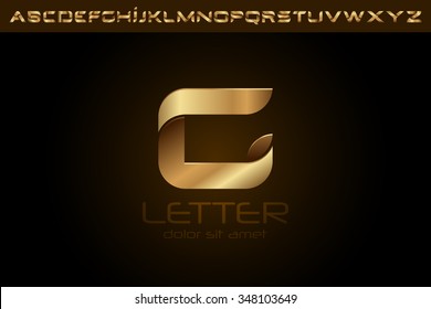 Polished gold letter G Logo design alphabet collection