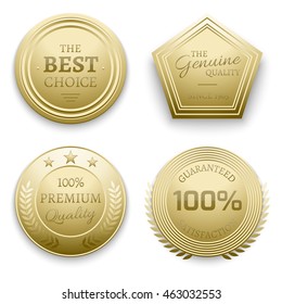 Polished gold metal badges vector illustration