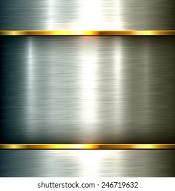 Polished metal background, vector steel plate texture.