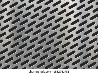Placa de metal pulido con patrones geométricos y agujeros. Fondo texturado. Ilustración del vector