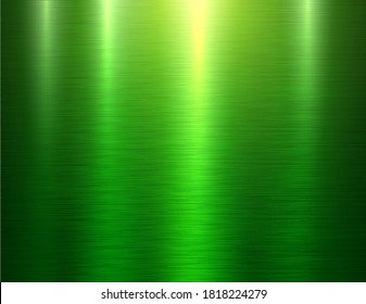 Polished metal texture background, brushed green metallic reflective texture plate, vector illustration.