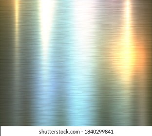 Fondo de textura de metal pulido, placa de textura reflectante metálica cepillado, ilustración vectorial.