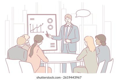 A polished presentation in a meeting features a confident speaker and an engaged, interactive audience