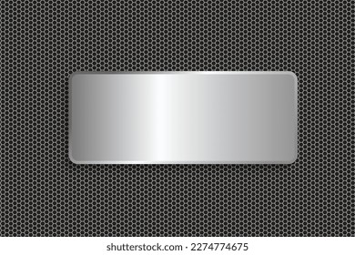 Polished steel metal plate on Dark grid background steel metal texture surface