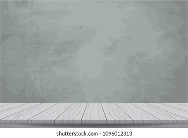 Polished wall background with white wooden floor. Vector set.