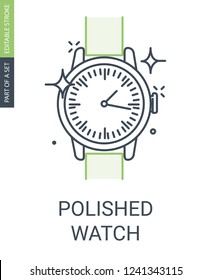 Polished watch icon. Time icon.