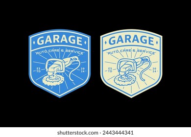 polisher machine car logo design for automotive service, garage, parts and racing company business