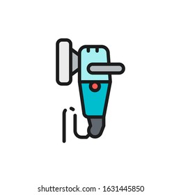 Polishing machine flat color line icon. Isolated on white background