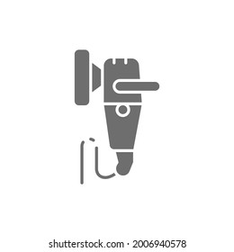 Polieren der Maschine graues Symbol. Einzeln auf weißem Hintergrund