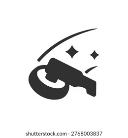 Polishing tool with sparkles icon. Surface polishing and detailing process. Monochrome black and white symbol