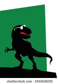 Polite dinosaur in fashionable glasses. Vector image for illustrations.