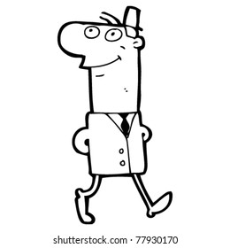 polite man walking to work cartoon