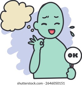 Polite Performance Reluctant Expression Smile Art.Ideal for discussions on workplace dynamics, emotional intelligence training, or psychological studies