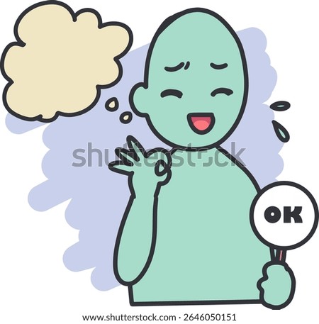 Polite Performance Reluctant Expression Smile Art.Ideal for discussions on workplace dynamics, emotional intelligence training, or psychological studies