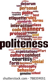 Politeness word cloud concept. Vector illustration