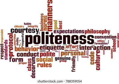 Politeness word cloud concept. Vector illustration