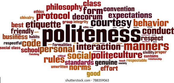 Politeness word cloud concept. Vector illustration