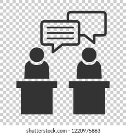 Politic debate icon in flat style. Presidential debates vector illustration on isolated background. Businessman discussion business concept.