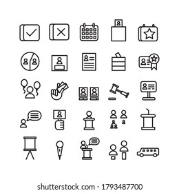 Politic icon set vector line for website, mobile app, presentation, social media. Suitable for user interface and user experience.