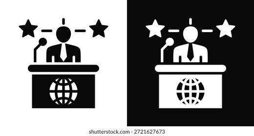 Politisches Symbol, weißer und schwarzer Hintergrundstil