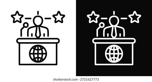 Politisches Symbol, weißer und schwarzer Hintergrundstil