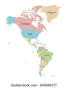 Political America Map vector illustration isolated on white background. Editable and clearly labeled layers.