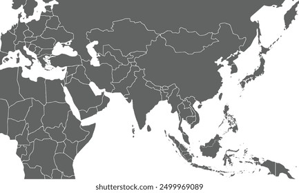 Political Asia Map vector illustration isolated on white background for website layouts,background,education,precise,customizable, Travel worldwide,map silhouette backdrop,earth geography,political.