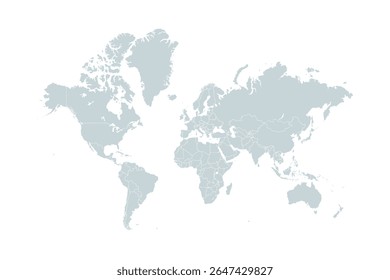 Political blank World Map with country borders vector illustration. Editable and layered Neatly.