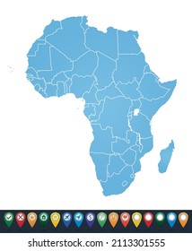 Political blue map of Africa