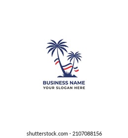 Political Campaign Logo Design With American Flag And Plum Tree. Coconut Tree Logo Design